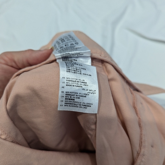 Sandro Paris Blush Pink wide Trousers  38 US sz 6 tie belt high waist button fly - Picture 9 of 12